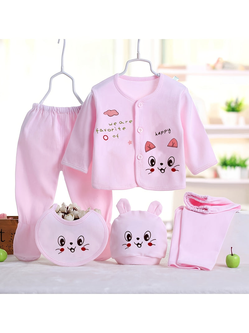 Newborn Baby Clothes Five-Piece Set, Spring/Summer All-Season Outfit.