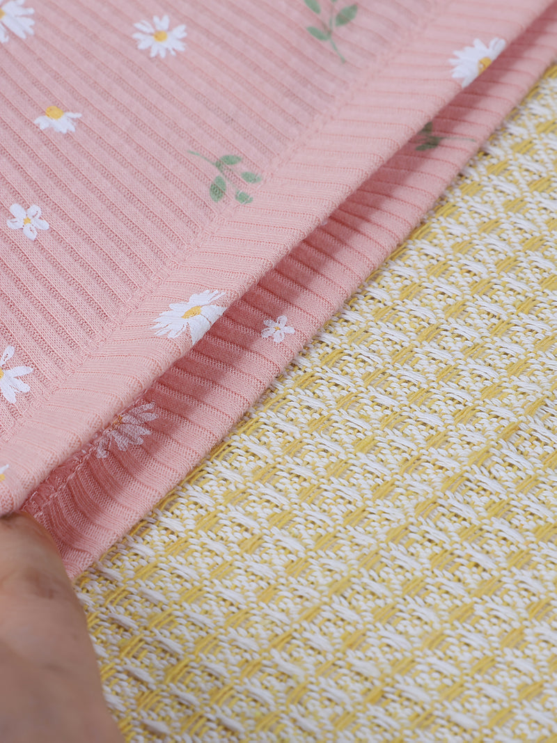 5pcs Baby Girl'S Floral Print Long Socks - Soft Cotton Ribbed Baby Pantyhose.