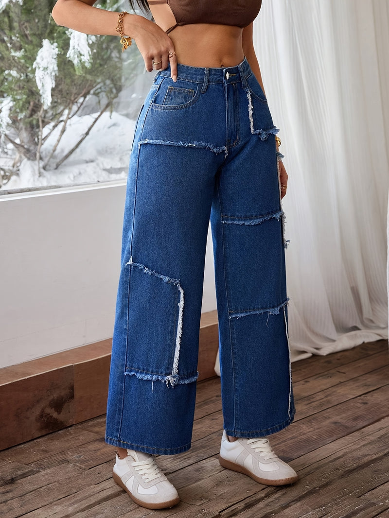 Women's Plus Size High-Waisted Wide Leg Jeans.