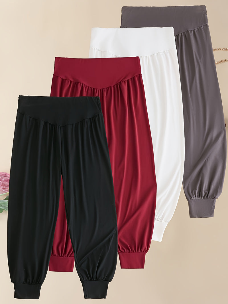 4pcs Women's High-Waisted Jogger Yoga Pants.