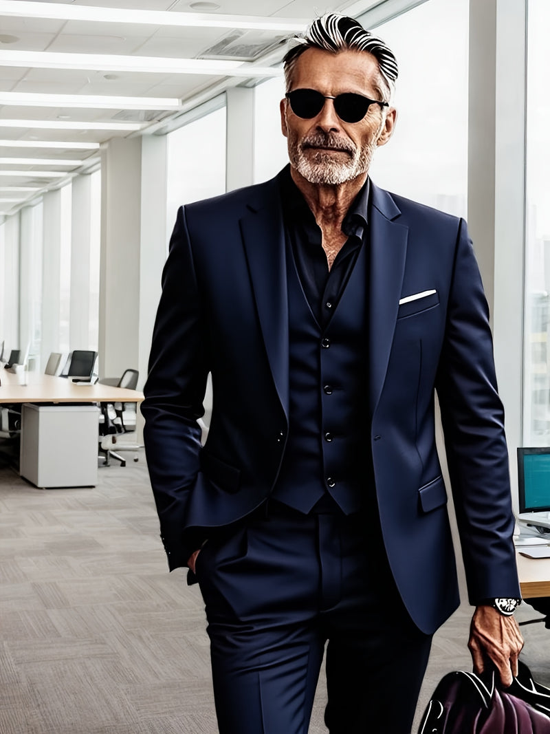Men's 3pcs Suit- Slim Fit Tuxedo Set for Weddings& Formal Occasions.