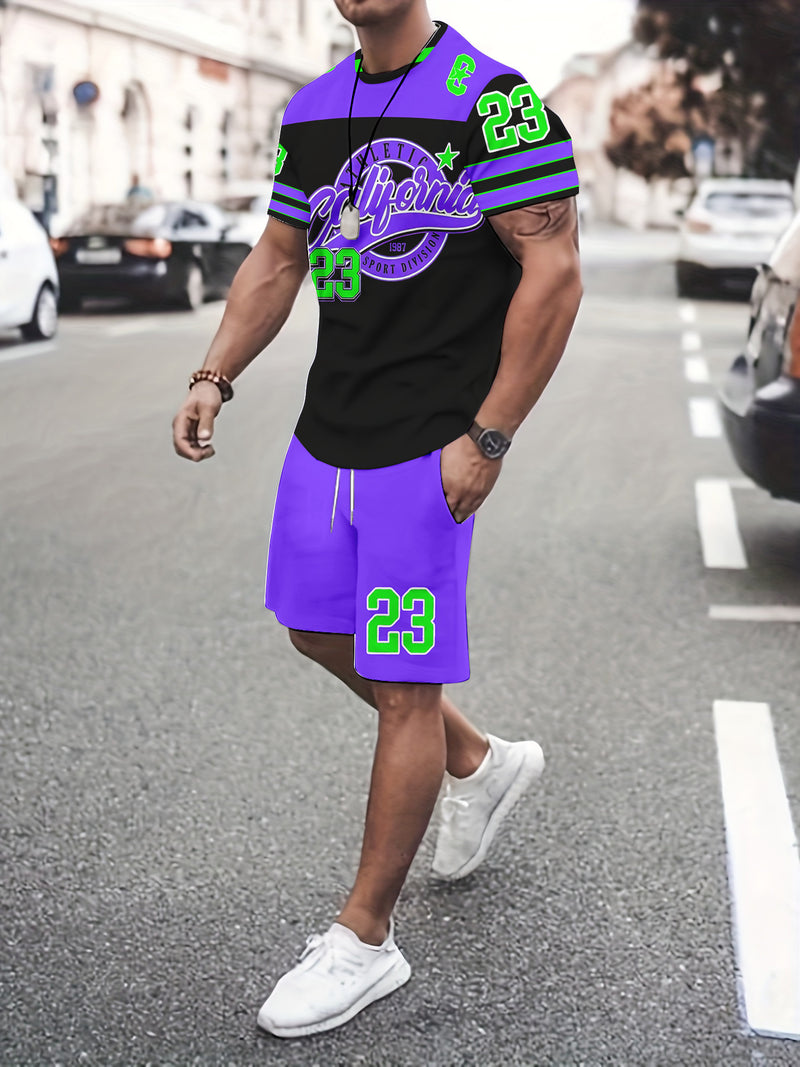 Casual Shorts Men's Trendy 2pcs Set.