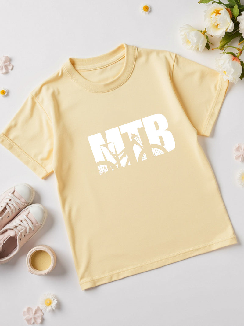 Cartoon Bicycle Print T-Shirt for Boys And Girls.