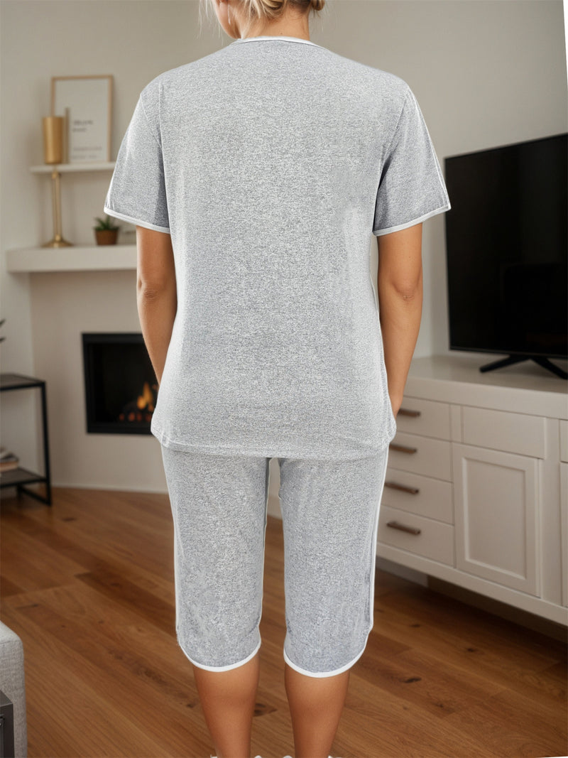 Women's Two-Piece Set Featuring a Cartoon Print of Black And White Cats.