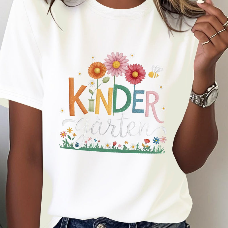 Kinder Garten With Playful Flowers Pure Women'S T-Shirt.