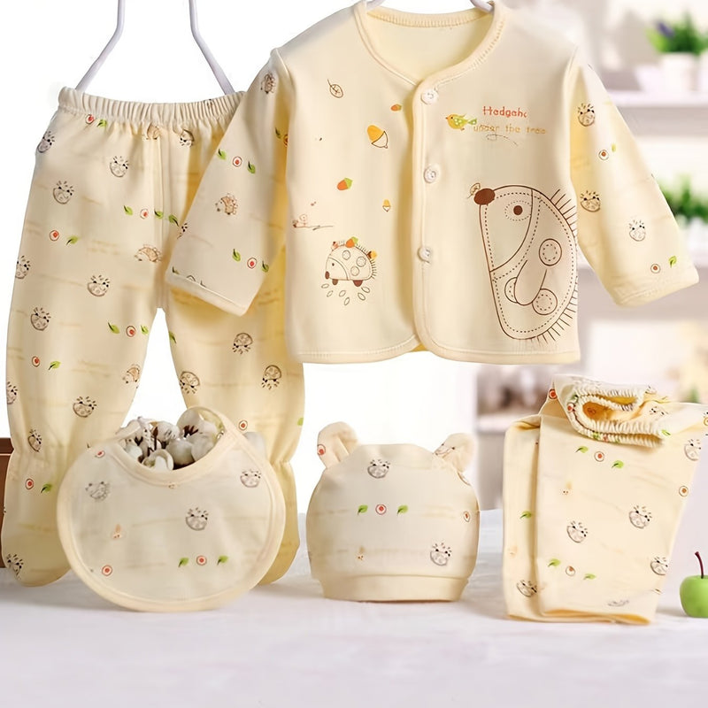 5pcs Baby 0-3m Set, All-Season Casual Outfits for Boys and Girls.