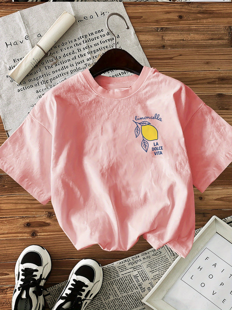 Graphic Print T-shirt, Short Sleeve Crew Neck Casual Top.