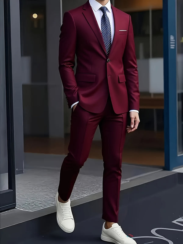 Men's Premium Two-Piece Suit, Jacket + Pants, Ideal for Formal Wear.