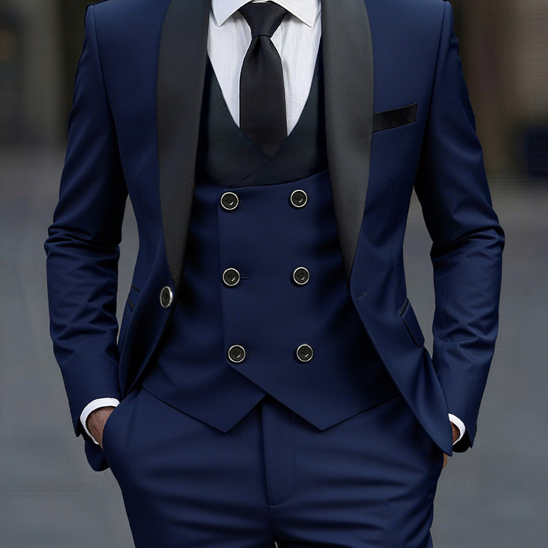 Men's 3pcs Suit Set, Jacket + Vest+ Trousers.