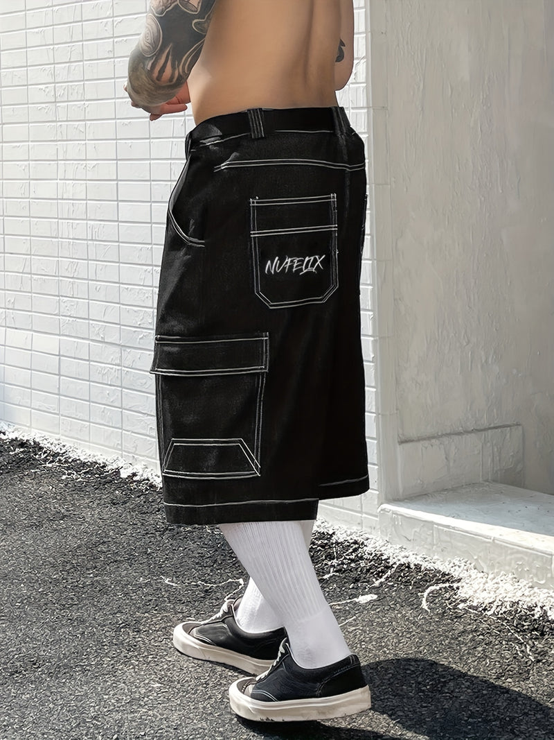 Women’s Letter Embroidered Loose Wide-Leg Shorts.