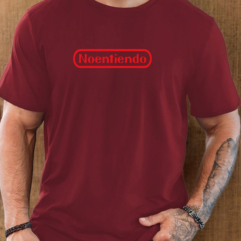 Men's Spanish "No Entiendo" Print Solid Color Casual T-Shirt.