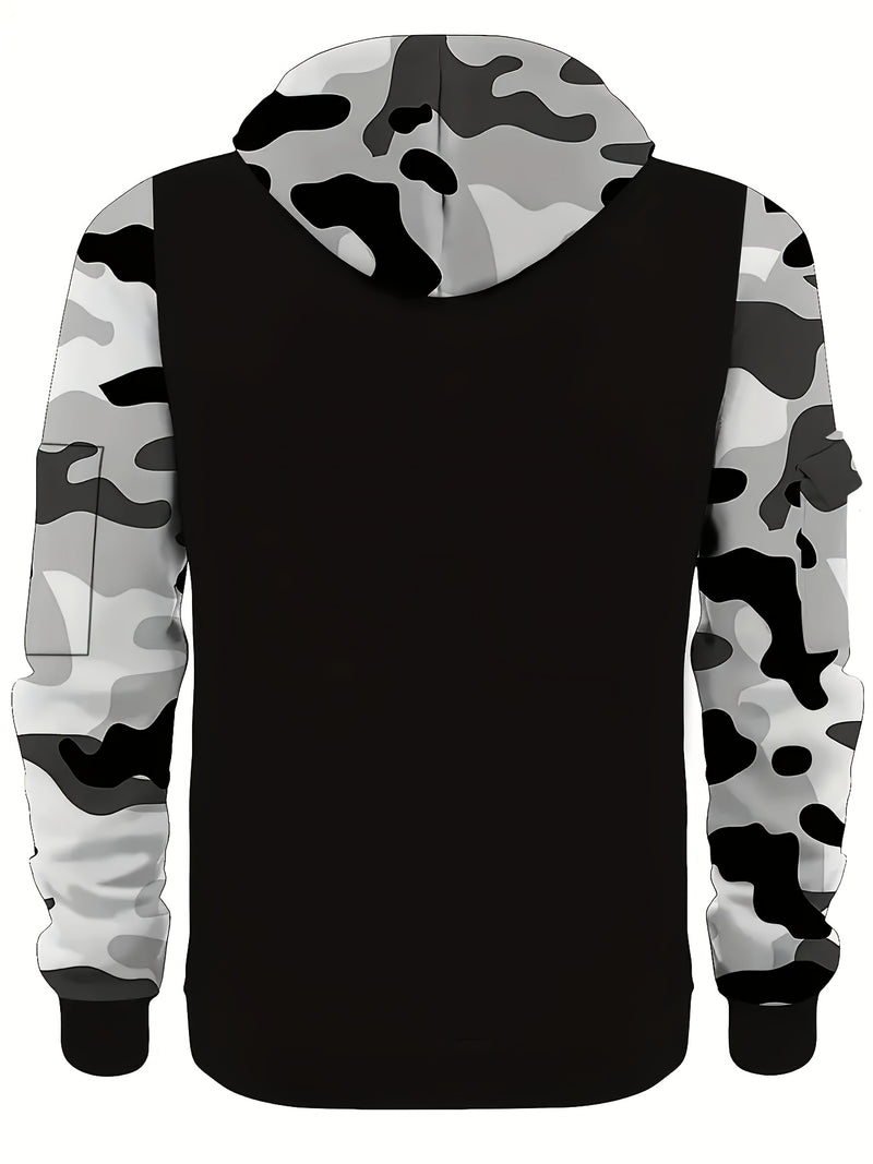 Men’s A Set of Two Trendy Camouflage Hoodies with a Half-Zip Design.