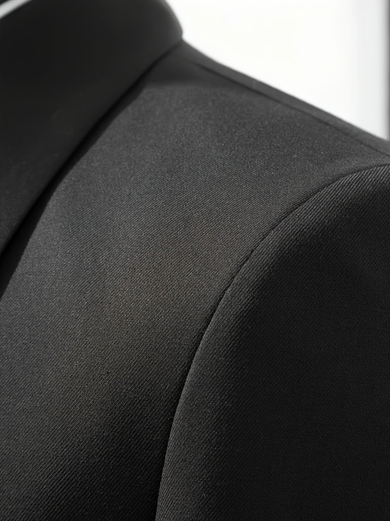 Men's 3pcs Suit with Notch Lapel, Business Formal Set, Includes Jacket.