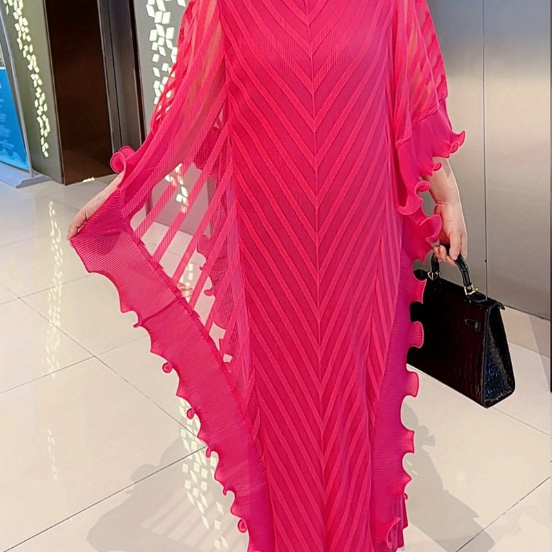 Women’s Elegant Long Dress with Stylish Pleats.