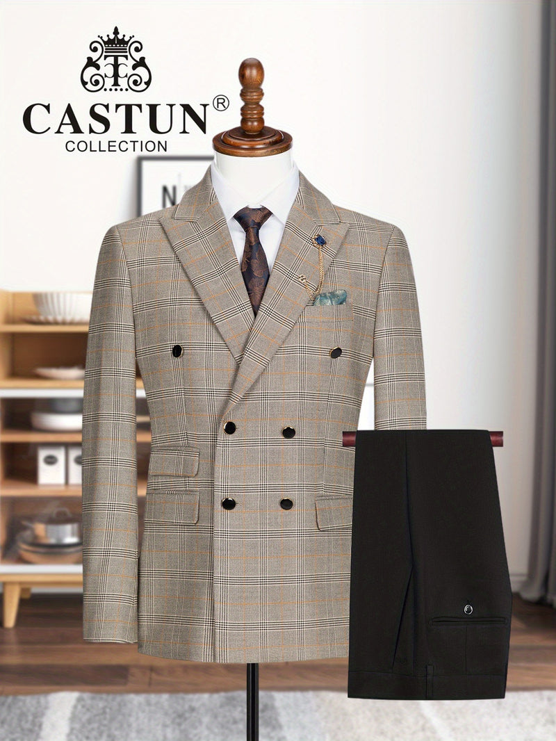 A 2pcs Slim-Fit Suit Set for Men, Suitable for Light Business.