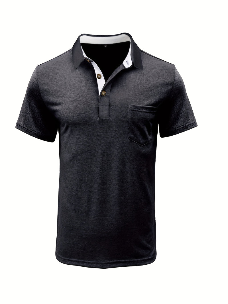 Men's Plaid Collar Pocket T-shirt.