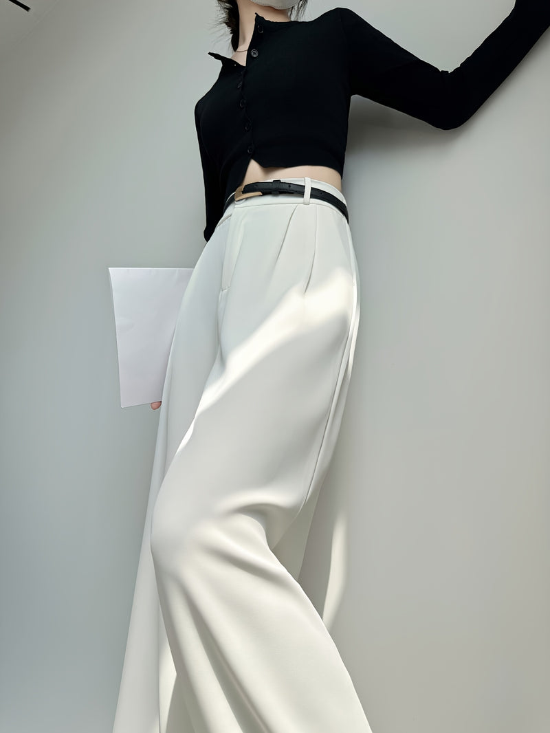 Women’s Long Tailored Trousers with a Single Button.