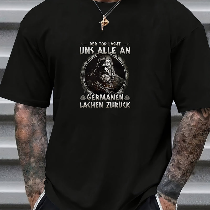 Men's Norse Viking T-Shirt with Odin Rune & Valknut Shield.