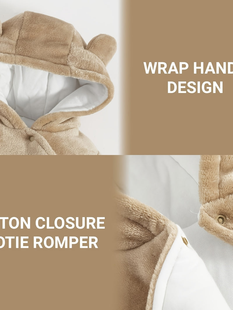 Unisex & Fleece-Lined Thermal Romper with Hooded Hood.