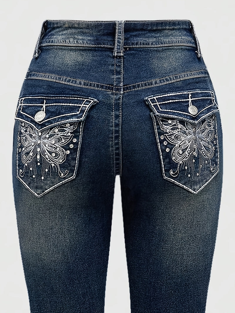 Women's Fashion Trendy Stretch Comfortable Washed Denim Jeans.