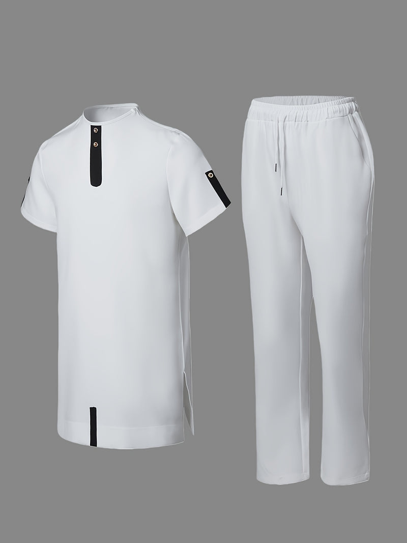 Men's Suits, Short Sleeves, Shoulder Zippers, Spliced Design.