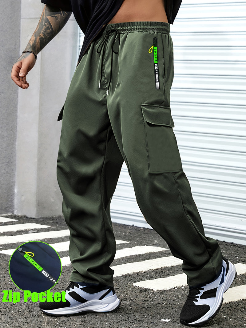 Men's Outdoor Casual Cargo Pants - Made from Polyester Fabric.