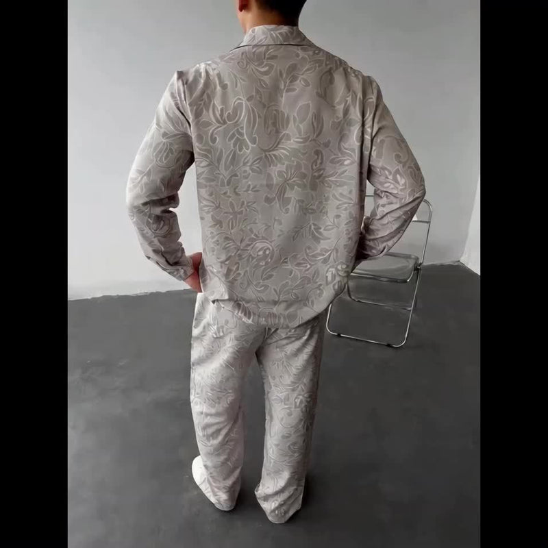 Men's Shirt Set, Casual Style, Comfortable Long-Sleeve Shirt And Pants Outfit.