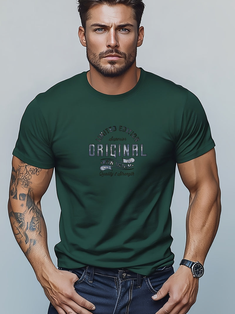 Men's Solid Color Short Sleeve T-Shirt.
