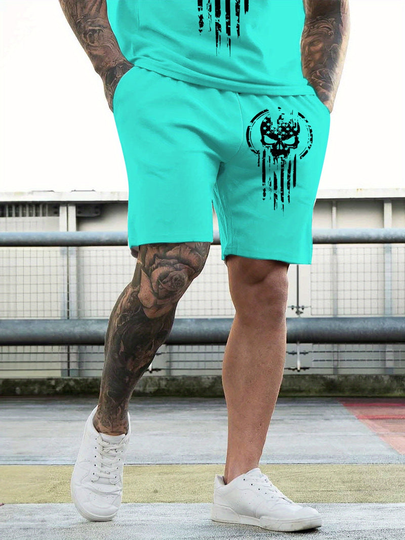 2pcs Men's Casual Fashion Set, Round Neck Short Sleeve T-Shirt.