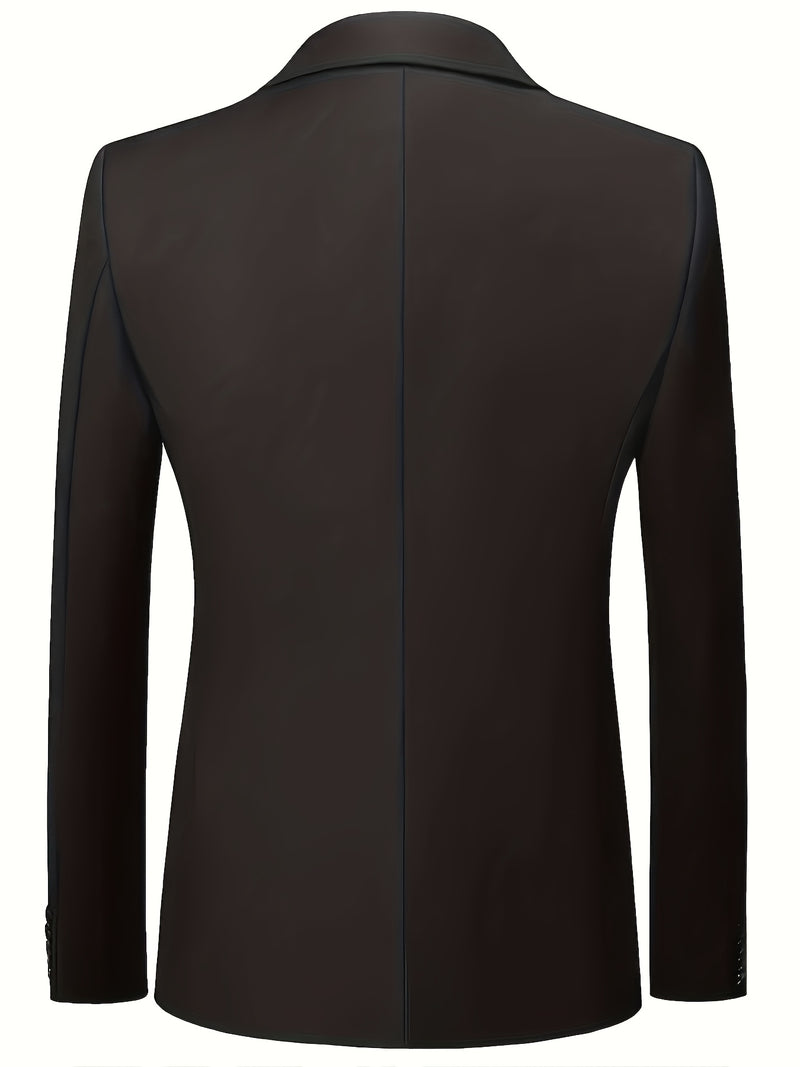 Men's 2pcs Suit Set, Blazer + Trousers, Business Casual.