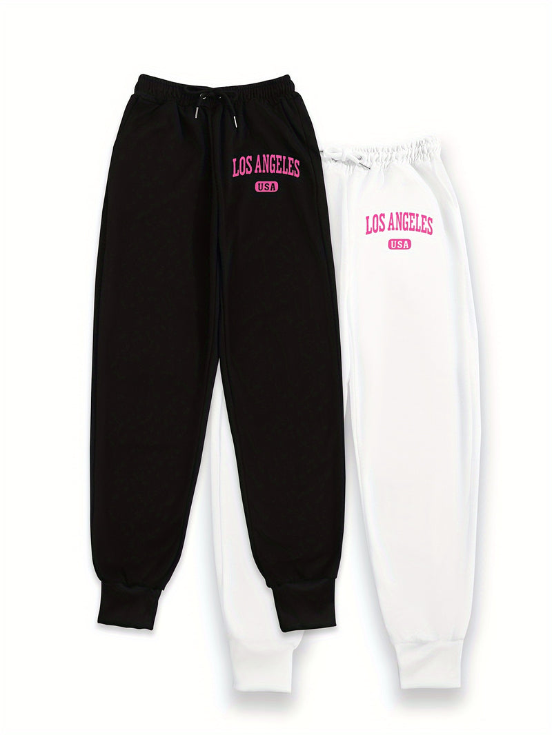 Women's Two-Piece Outfit Featuring Pants with a Letter Print.