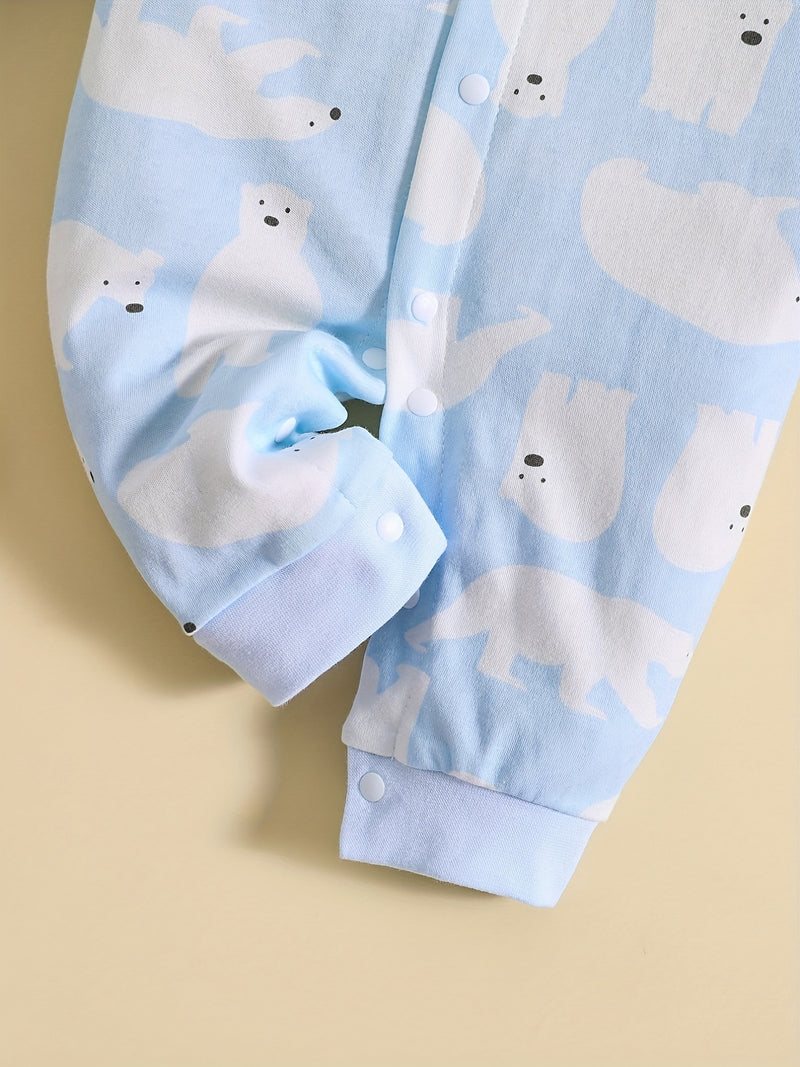 1pc Long Sleeve Knitted Bodysuit with Full Print.