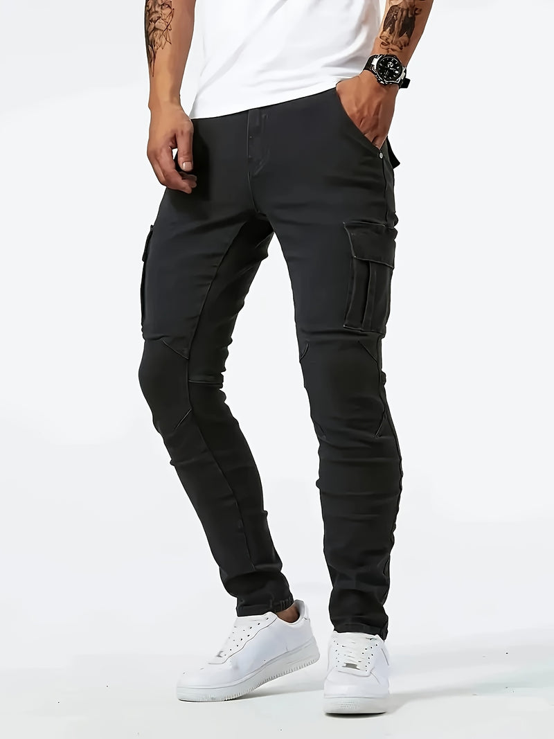 Men's Trendy Casual Long Pants with Multiple Pockets.