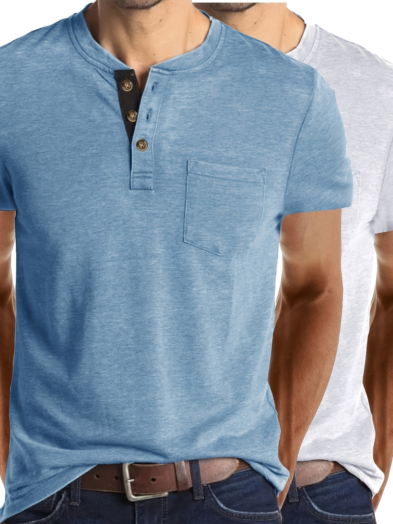 2pcs Set of Stylish Short-Sleeve T-Shirts for Men.