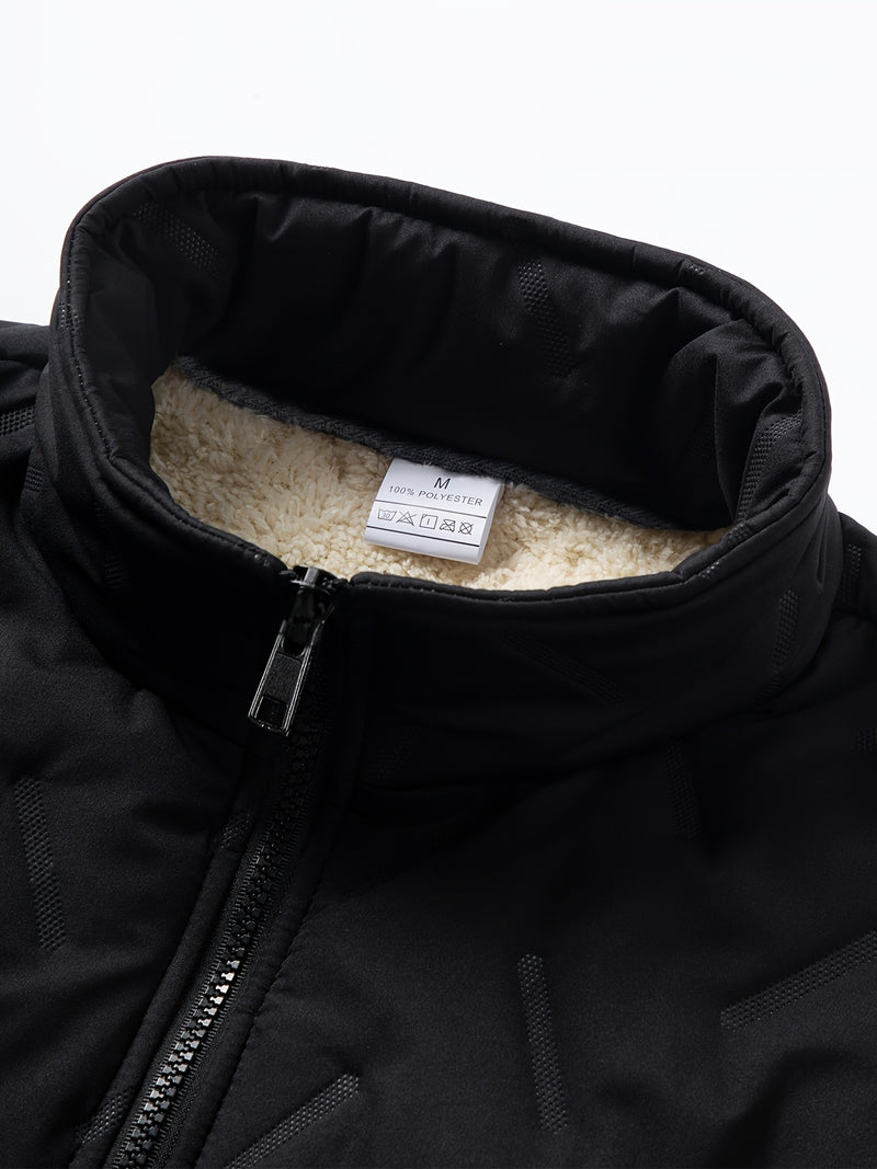 Men'S Winter Fashion Fleece Jacket with Zippered Pockets.