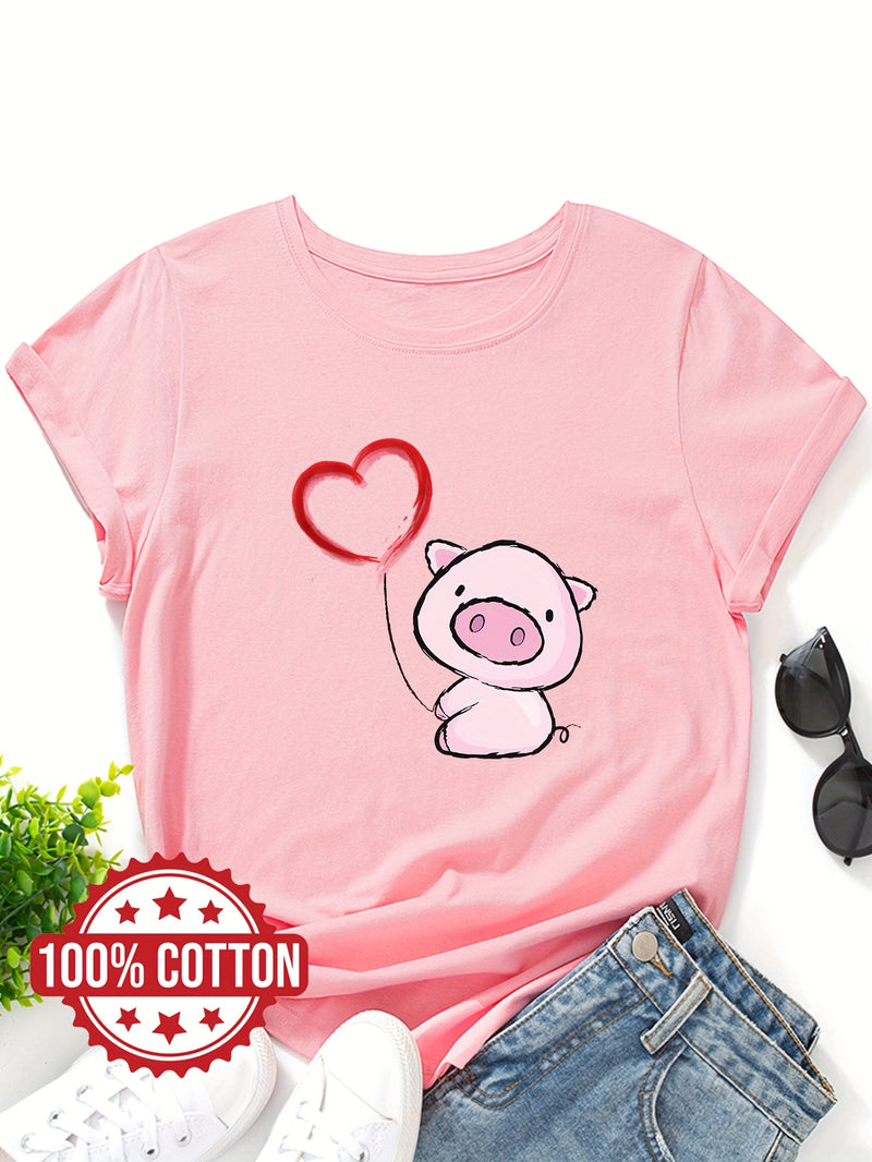 Women's Cute & Heart Balloon Print T-Shirt.