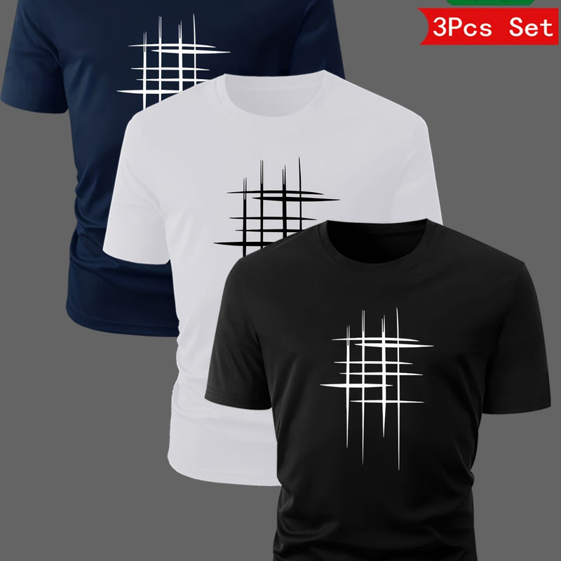 3 pcs Cotton Short-sleeve Men's T-shirts.