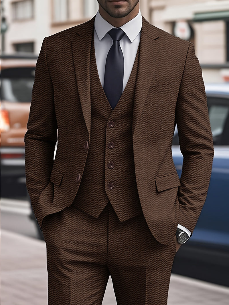 Vintage Men's Bone Check 3pcs Suit.