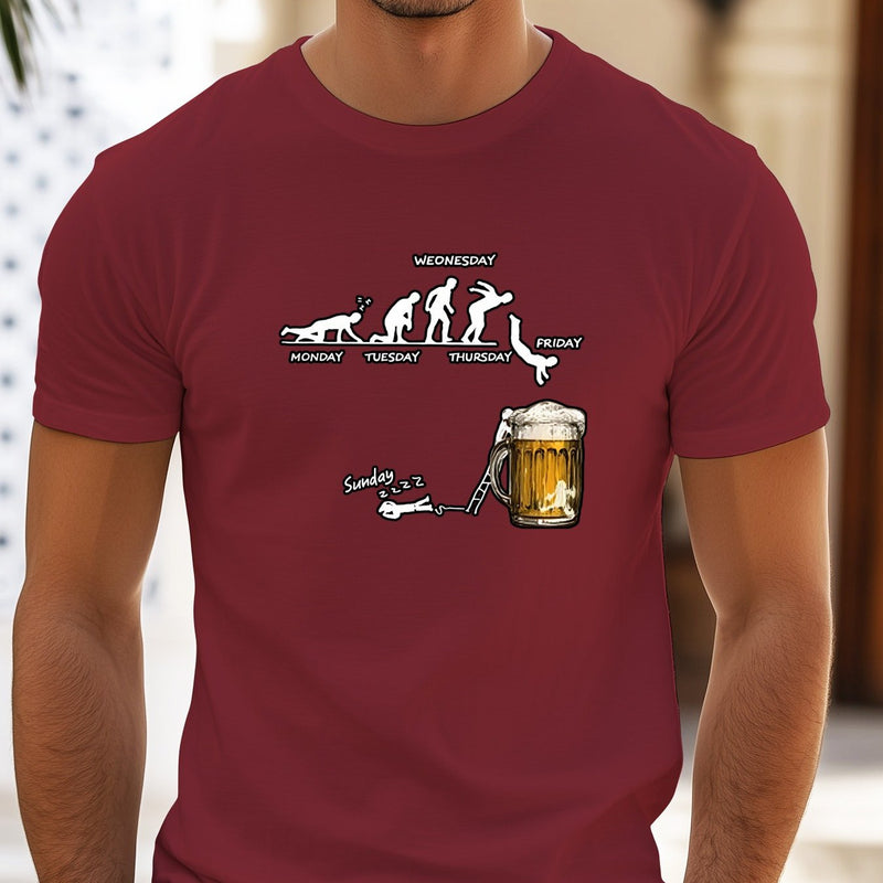 Men'S Creative Beer Illustration Casual Streetwear T-Shirt.