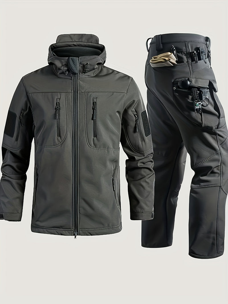Outdoor Two-Piece Set,Lined Trendy Windproof Warm Motorcycle Hooded.