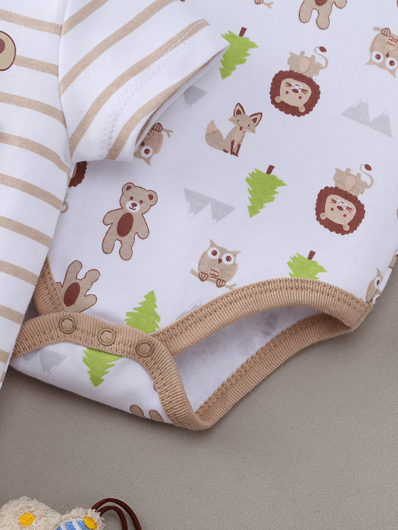 Newborn Unisex Triangle Romper Crawling Outfit, Cute Style 5pcs Set.