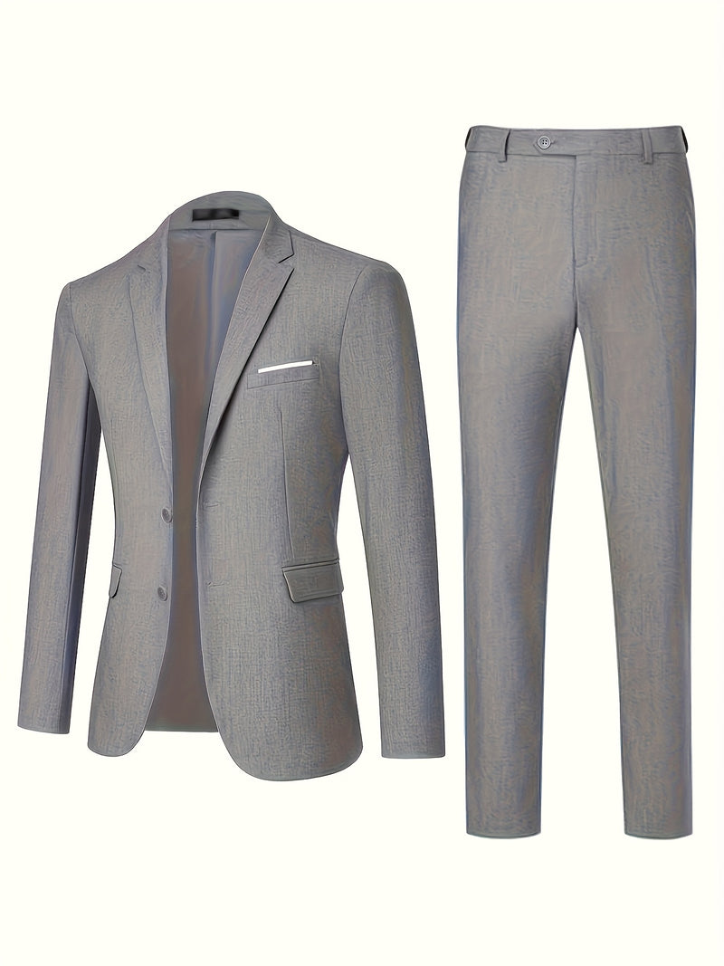 Men's Premium Two-Piece Suit, Jacket + Pants, Ideal for Formal Wear.