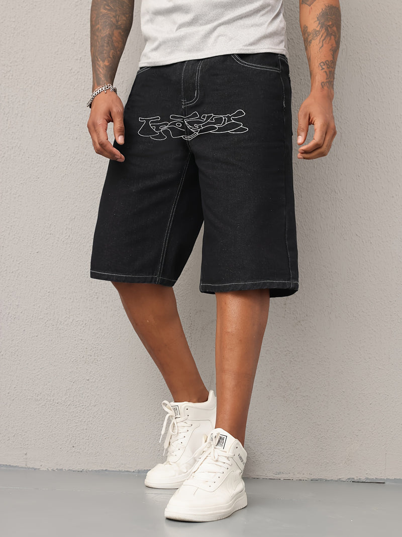 Men's Loose Fit Denim Shorts - Non-Stretch Denim, Mid-Rise Loose Leg Opening.