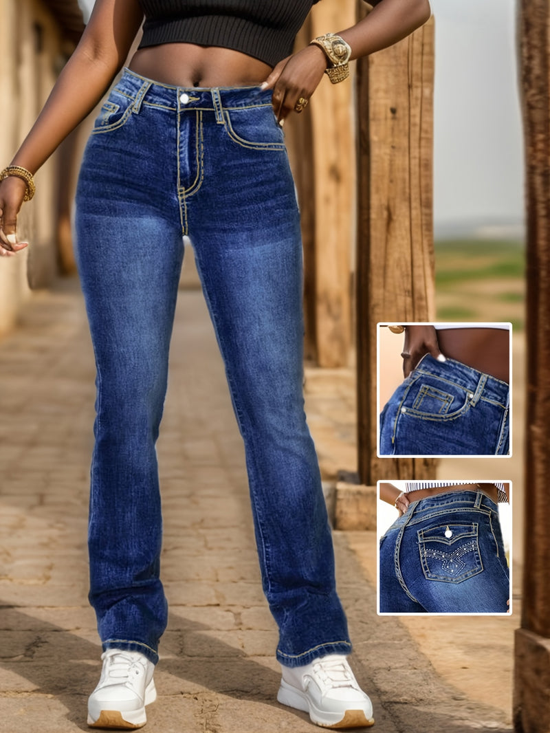 New Women's Elastic High Waist Smooth and Soft Denim Pants.