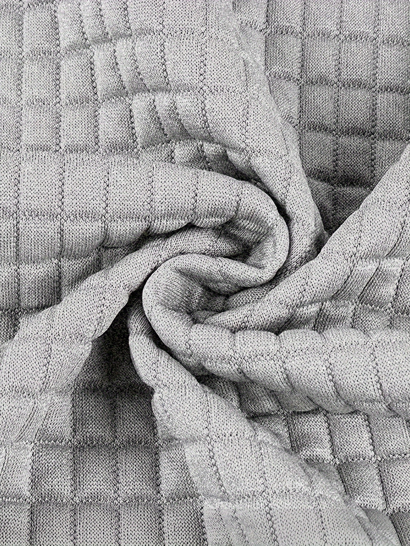 Women's Casual Oversized Hoodie with Checkered Texture & Letter Print.