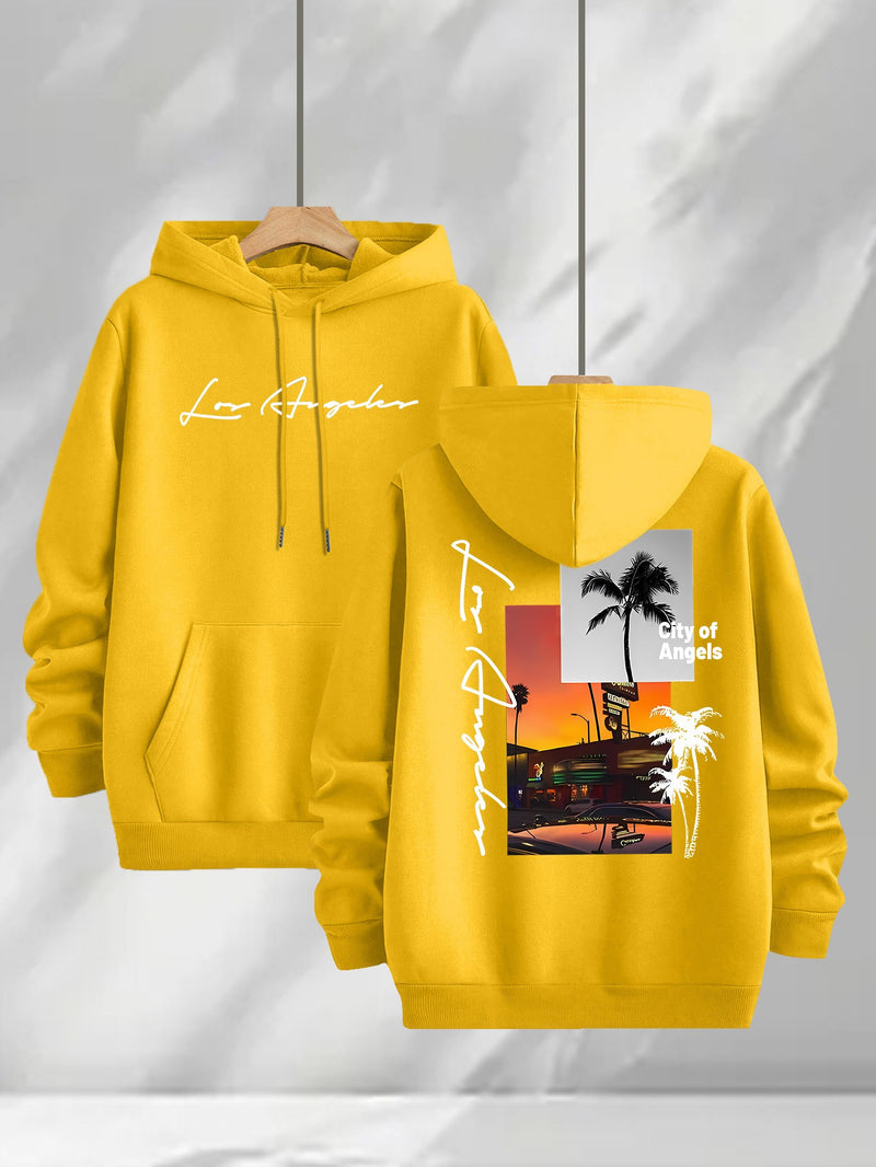 3pcs Trendy Print Sweatshirt, Men's Casual Hooded Sweatshirt.