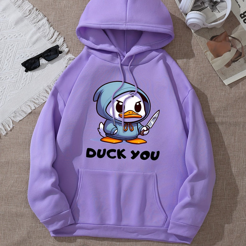 Women'S Casual Fashion Hooded Sweatshirt with Duck.