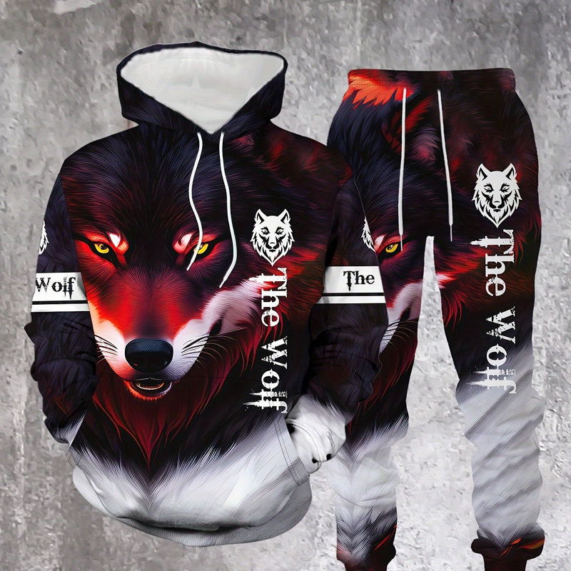 Red Dominant Wolf Pattern Personality Fashion Comfortable Men's.