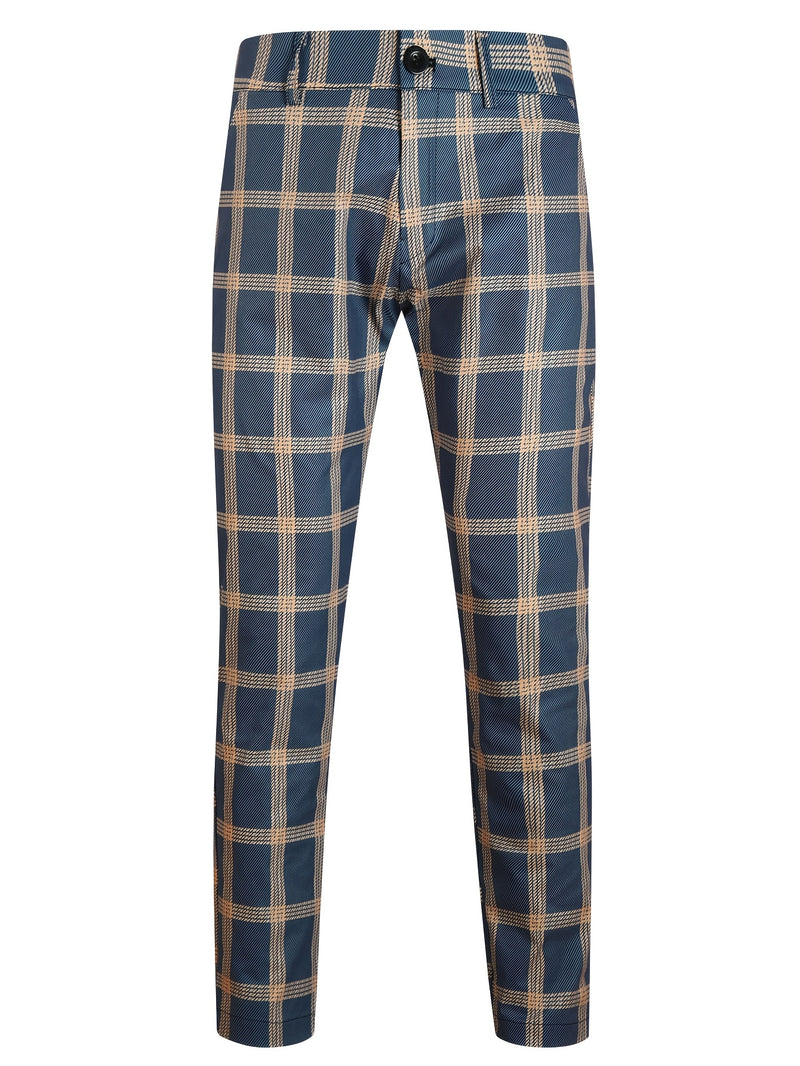 2pcs Men'S Casual Fashion Patchwork Plaid Suit | Non-Stretch Fabric.