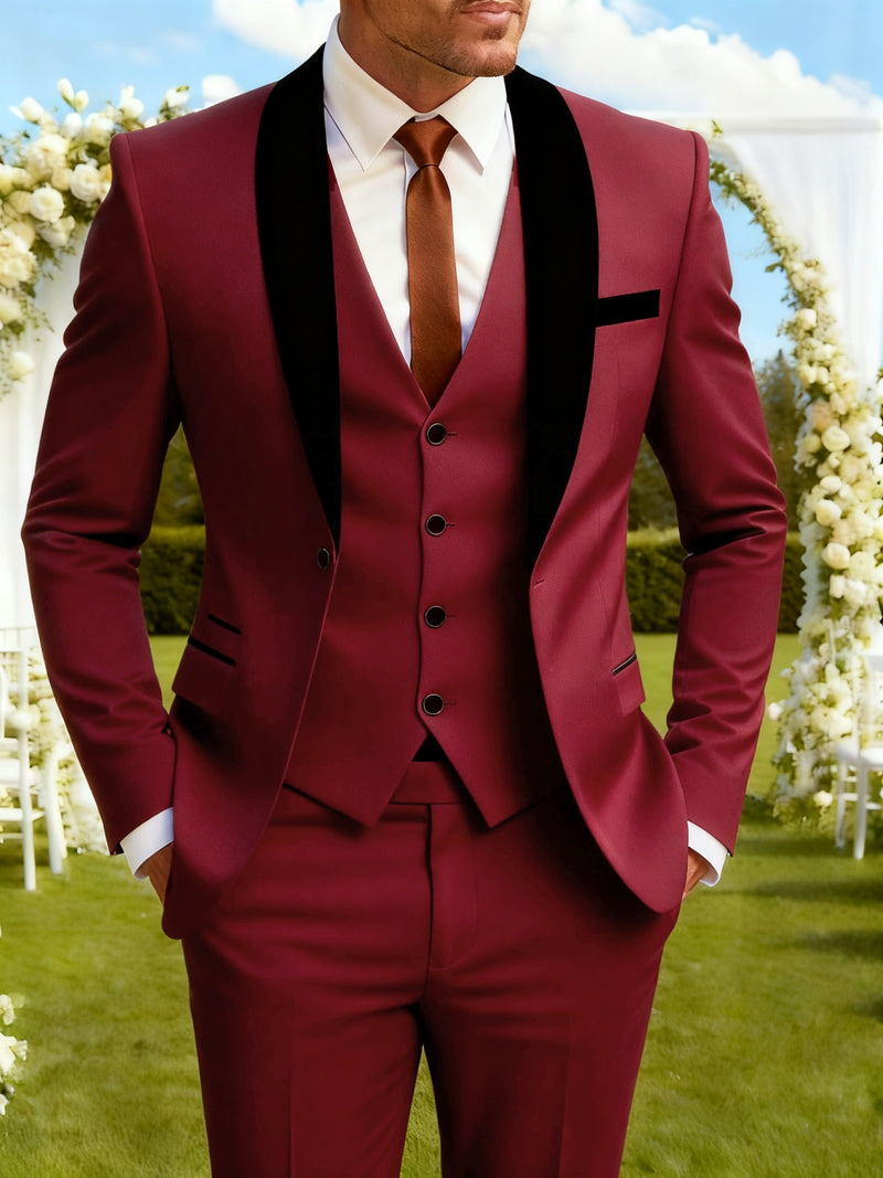 3pcs Men's Suit Set, All-Season Business Wedding Party, Suit Jacket,